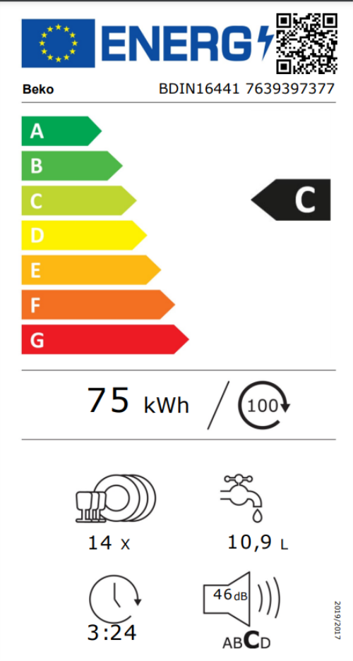 Lave-vaisselle Encastrable BEKO BDIN16441 - Blanc - 14 Couverts - Classe C - Neuf