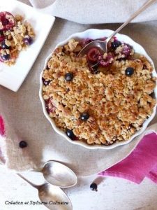 Recettes sucrées sans farine - gâteau sans farine - Crumble fruits rouge à la farine de riz